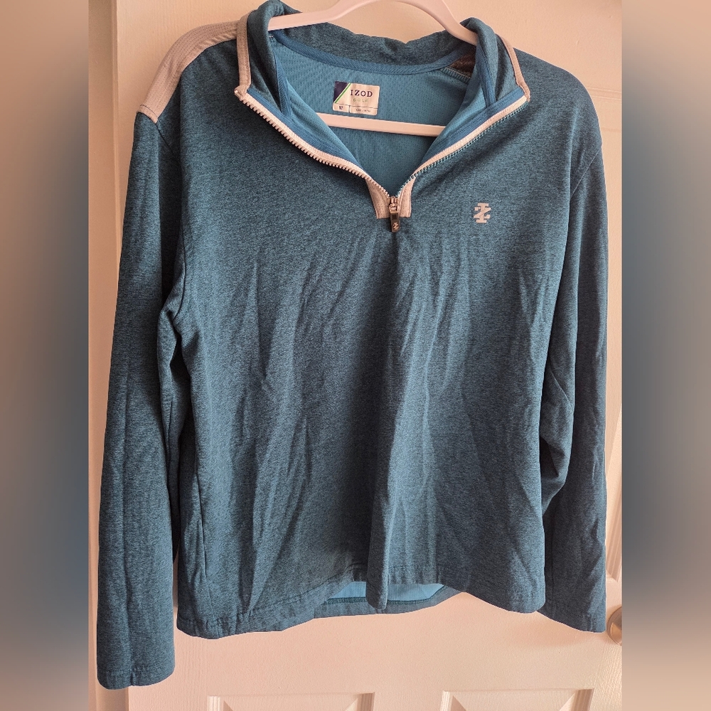 Izod Teal & Gray Quarter-Zip Pullover